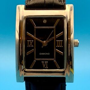 ACCUTIME DD09WM Men’s Tank Dress Style Quartz Wristwatch Diamond Accent Working